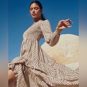 Mister zimi tiered maxi dress smock top striped cottage prairiecore dress lg